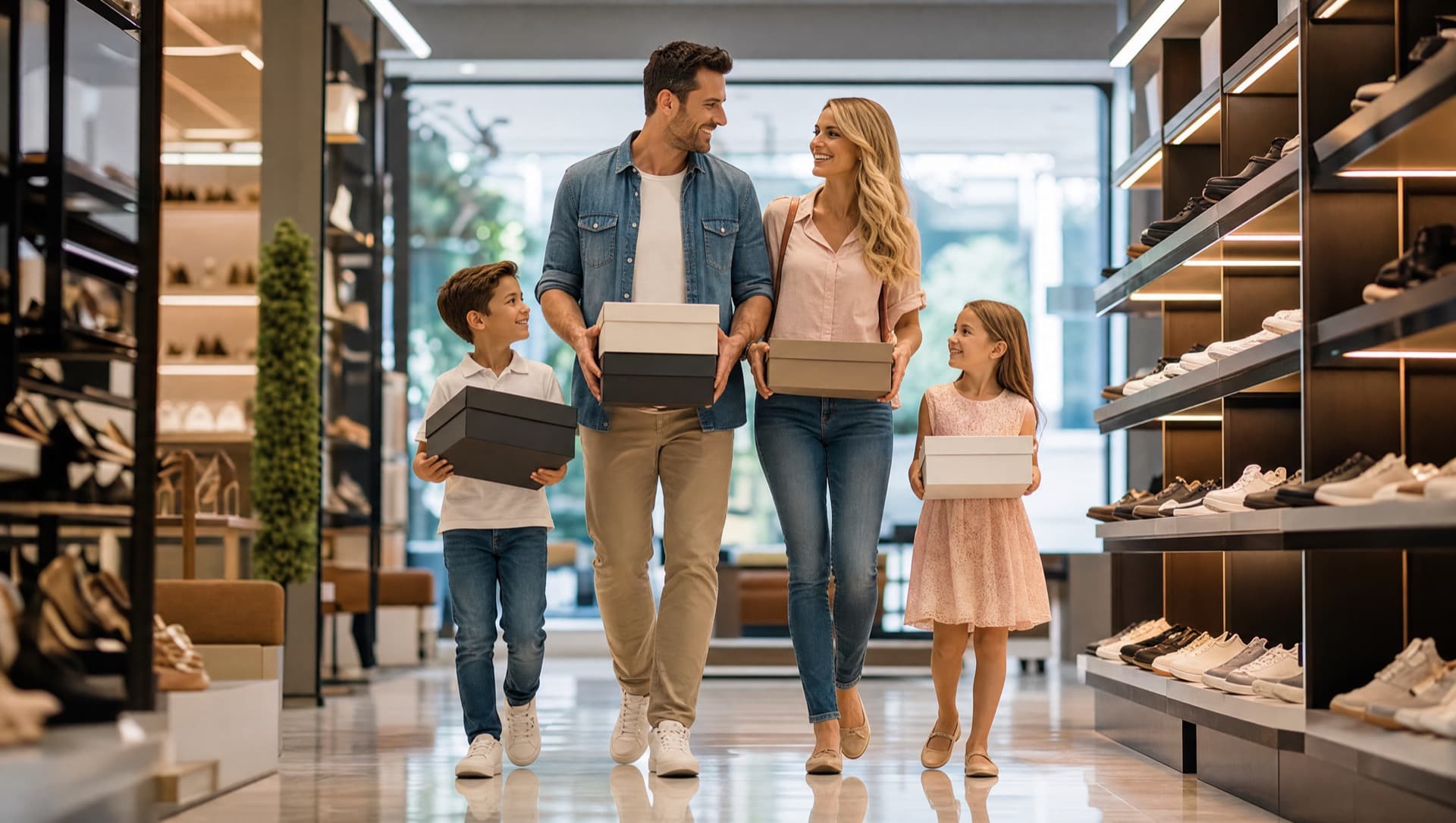 Familia en una tienda Calzatodos Group